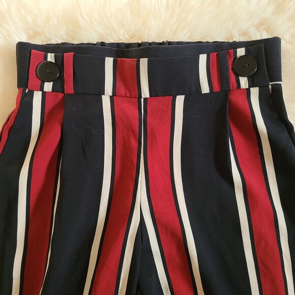 Zara trf Collection Cropped Wide Leg Striped Pants with Button Waist Det… - Picture 4 of 6